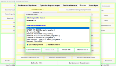 Bistro-Cash Druckerauswahl